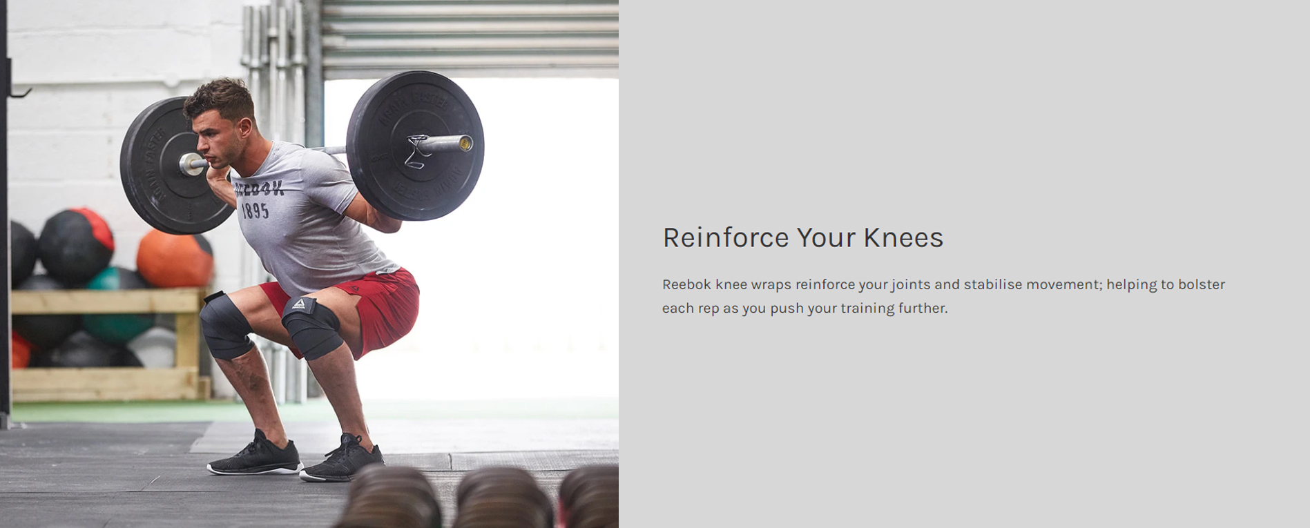 Reebok knee wraps in gym